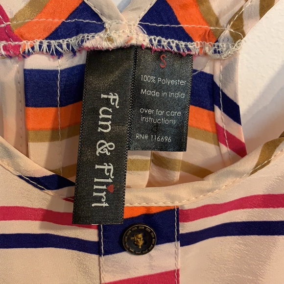 Fun and Flirt brand women’s tank top size S white/orange/blue/pink - Picture 4 of 5
